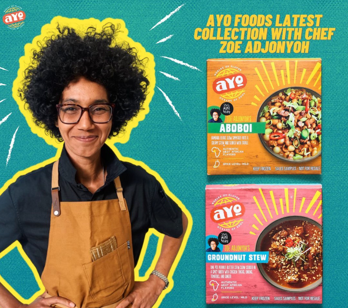 AYO Partners with Chef Zoe Adjonyoh in West African Frozen Entree Debut.